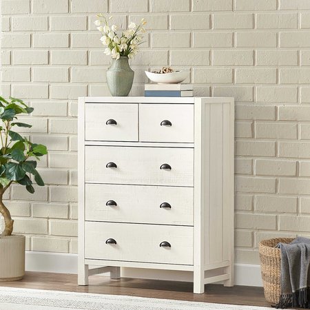 Alaterre Furniture Arden 5-Drawer Chest of Drawers, Driftwood White ANAN0331